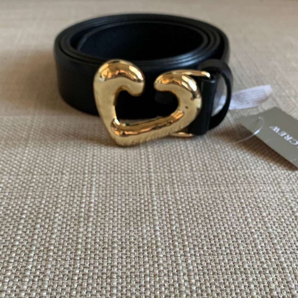 Black Belt with Heart Shaped Gold Buckle NWT